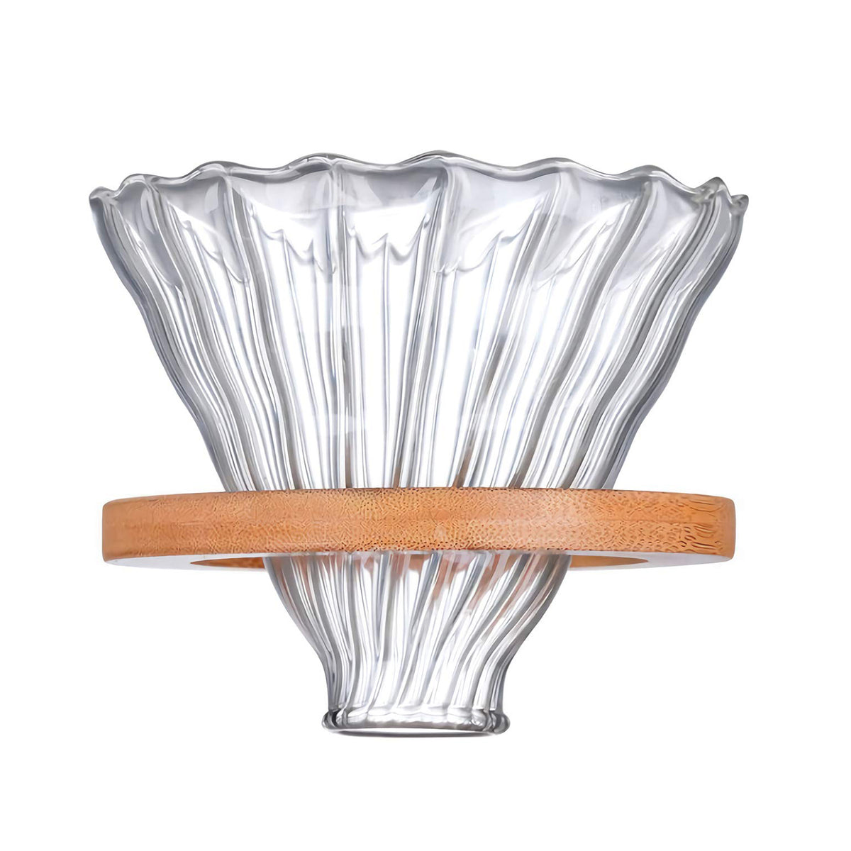 Glass Coffee Dripper, V60 Pour Over Coffee Dripper With Bamboo Wood Base, Slow Brewing Accessories for Home Cafe Restaurants, 1-4 Cups